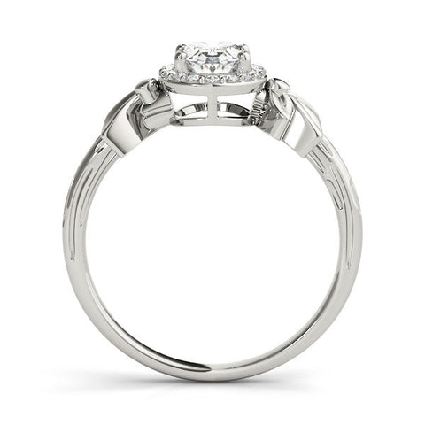 White gold Cushion Halo Diamond Floral Band with Four-Prong Setting