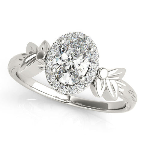 White gold Cushion Halo Diamond Floral Band with Four-Prong Setting