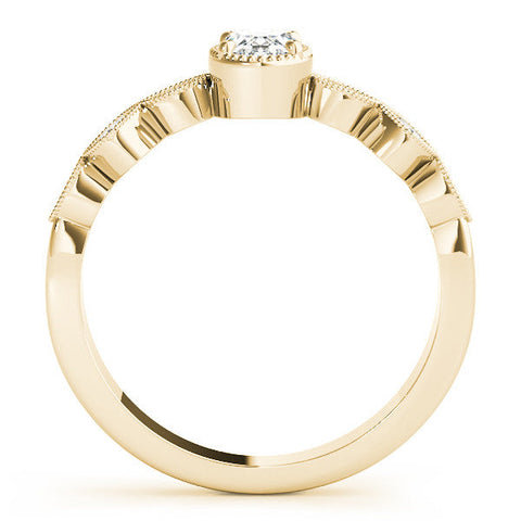 Yellow gold Oval Cut Diamond Milgrain Marquise Band with Prong Setting