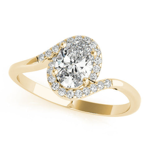 Yellow gold Radiant Halo Twist Band with Four-Prong Setting