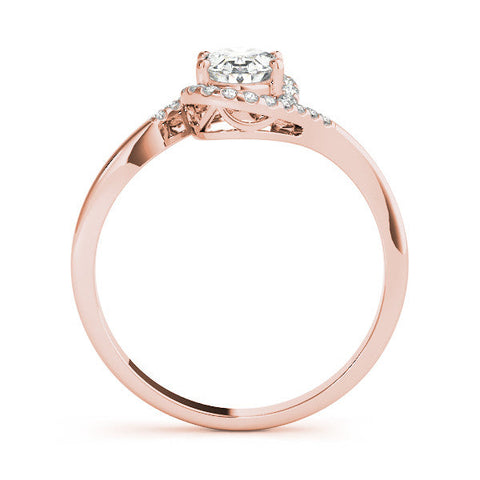 Rose gold Pear Halo Twist Band with Four-Prong Setting