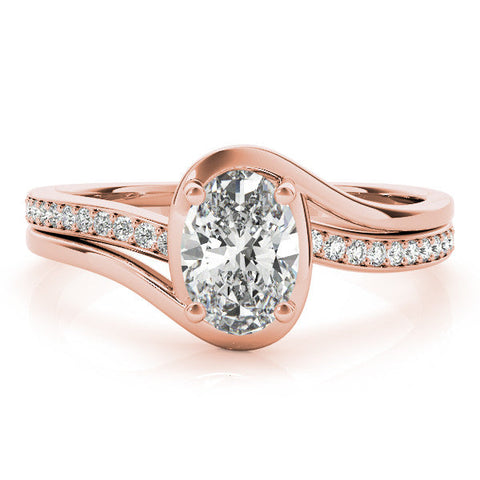 Rose gold Marquise Solitaire Diamond Ring with Split Shank and Prong Setting