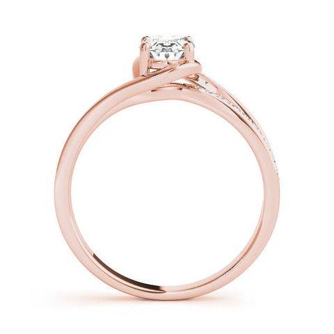 Rose gold Marquise Solitaire Diamond Ring with Split Shank and Prong Setting