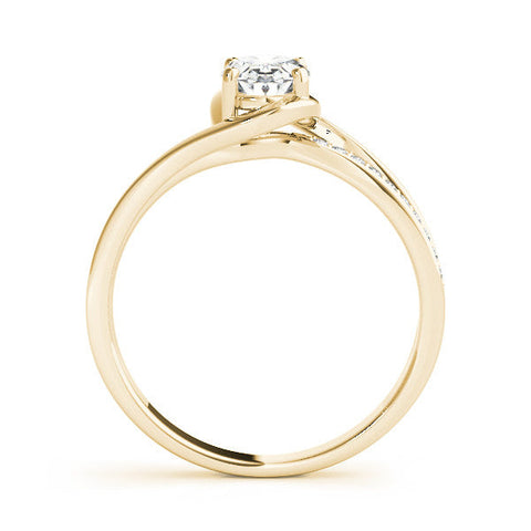 Yellow gold Emerald Solitaire Diamond Ring with Split Shank and Prong Setting