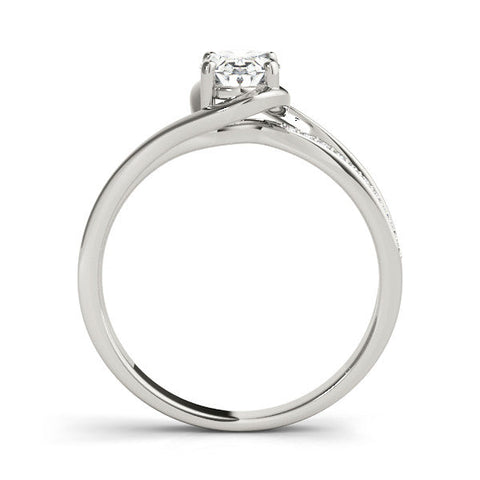 Platinum Pear Solitaire Diamond Ring with Split Shank and Prong Setting
