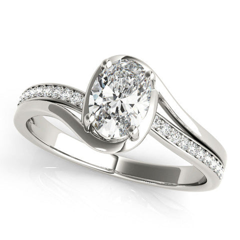 Platinum Cushion Solitaire Diamond Ring with Split Shank and Prong Setting