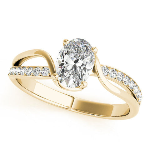 Yellow gold Pear Solitaire Twisted Band with Prong Setting