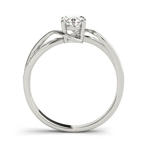 White gold Oval Solitaire Twisted Band with Prong Setting