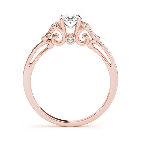 Rose gold Emerald Diamond Bezel and Prong Setting with Pave Band