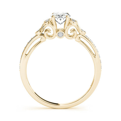 Yellow gold Cushion Diamond Bezel and Prong Setting with Pave Band
