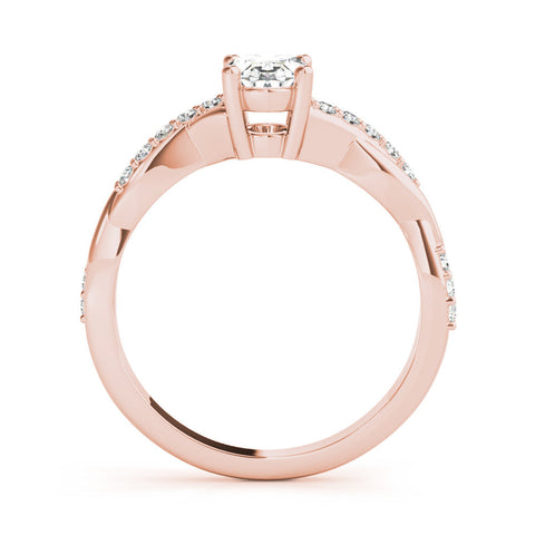 Rose gold Oval Cut Diamond Twisted Band Engagement Ring with Prong Setting