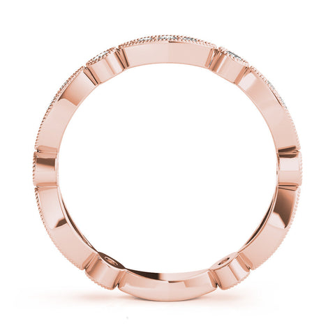 Rose gold Milgrain Marquise and Round Diamond Eternity Band with Bezel Setting