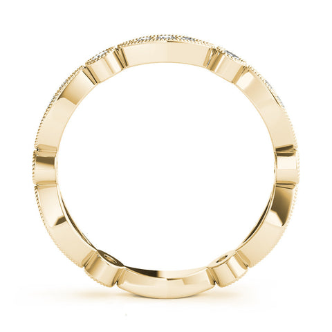 Yellow gold Milgrain Marquise and Round Diamond Eternity Band with Bezel Setting