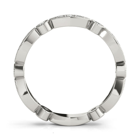 White gold Milgrain Marquise and Round Diamond Eternity Band with Bezel Setting