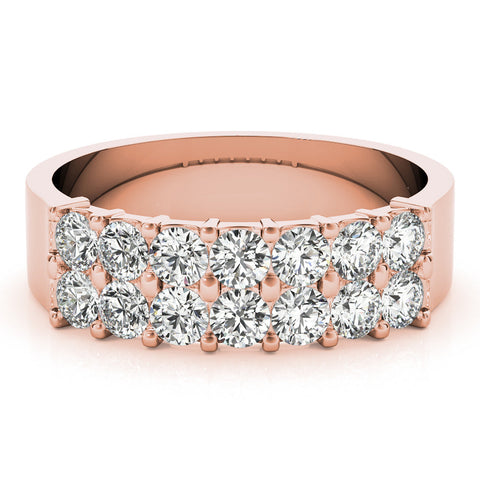 Rose gold Three-Row Round Diamond Channel Band with Shared Prong Setting