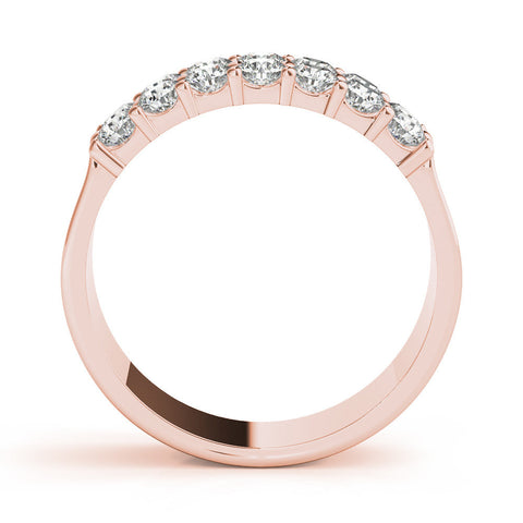 Rose gold Three-Row Round Diamond Channel Band with Shared Prong Setting
