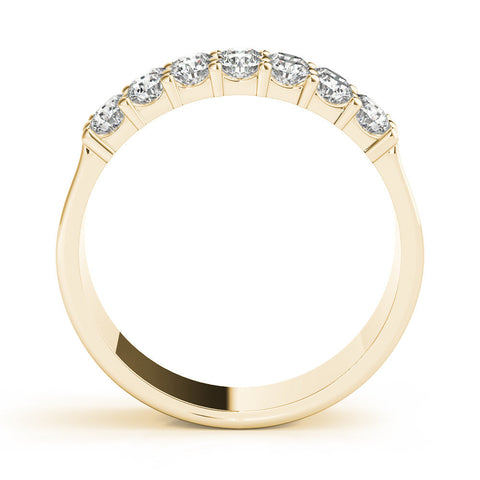 Yellow gold Three-Row Round Diamond Channel Band with Shared Prong Setting