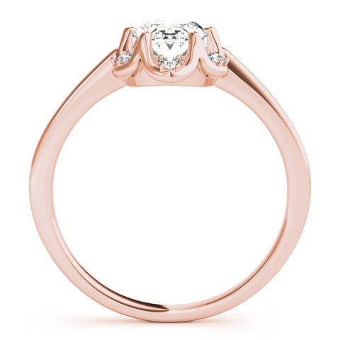 Rose gold Oval Halo Diamond Ring with Round Cluster Setting, Solitaire Band, and Four-Prong Setting