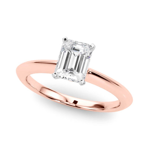 Rose gold Radiant Solitaire Diamond Ring with Six-Prong Setting on a Classic Band