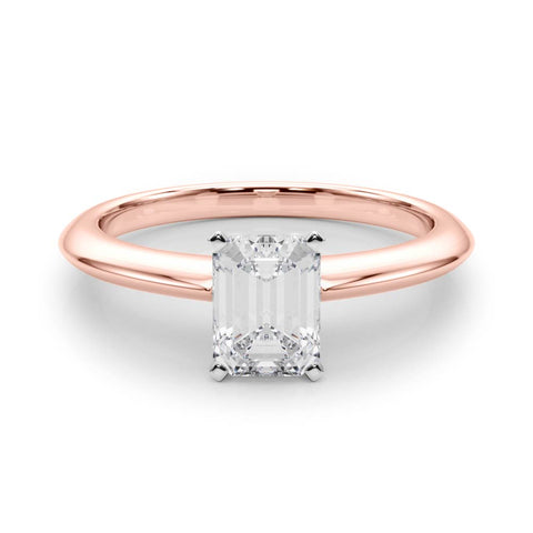 Rose gold Radiant Solitaire Diamond Ring with Six-Prong Setting on a Classic Band