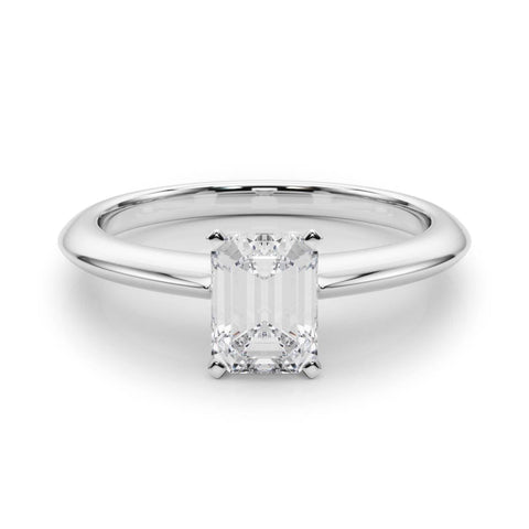 Platinum Radiant Solitaire Diamond Ring with Six-Prong Setting on a Classic Band