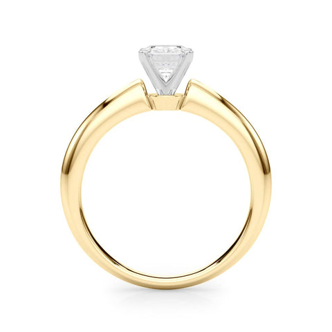 Yellow gold Radiant Solitaire Diamond Ring with Six-Prong Setting on a Classic Band