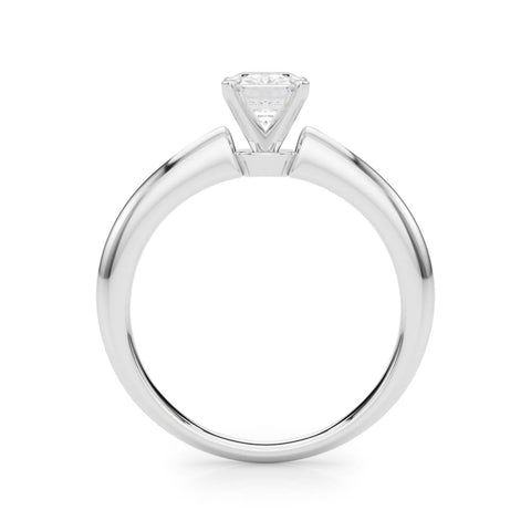 White gold Radiant Solitaire Diamond Ring with Six-Prong Setting on a Classic Band