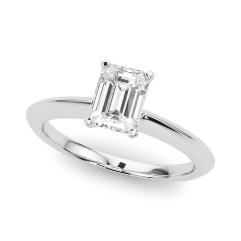 Platinum Radiant Solitaire Diamond Ring with Six-Prong Setting on a Classic Band