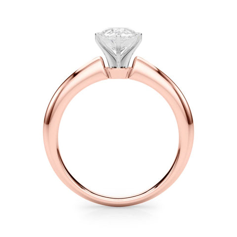 Rose gold Pear Solitaire Diamond Ring with Six-Prong Setting on a Classic Band