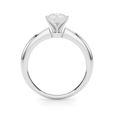Platinum Pear Solitaire Diamond Ring with Six-Prong Setting on a Classic Band