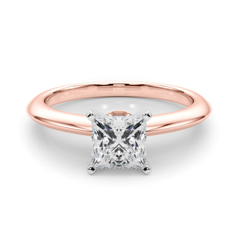 Rose gold Princess Solitaire Diamond Ring with Six-Prong Setting on a Classic Band