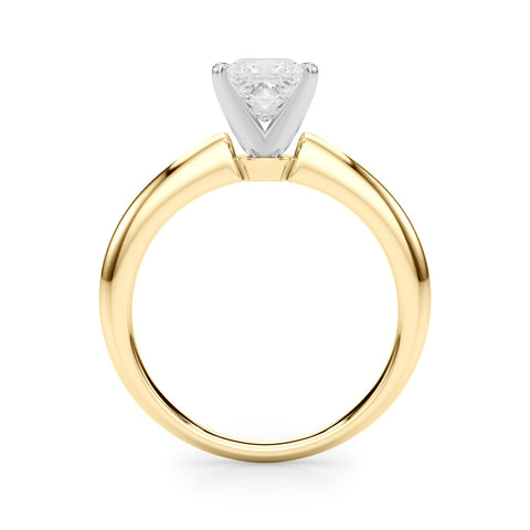 Yellow gold Princess Solitaire Diamond Ring with Six-Prong Setting on a Classic Band