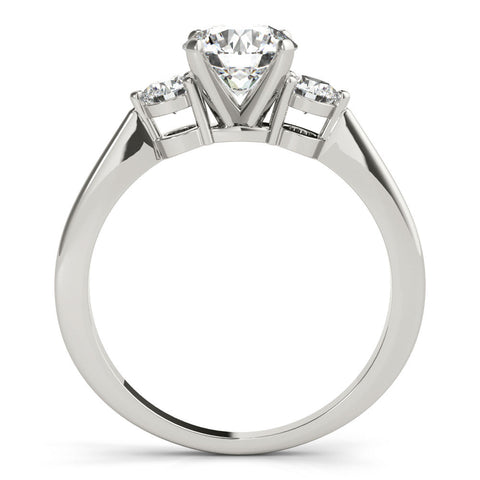 Platinum Three-Stone Round Solitaire Ring with Tapered Band and Four-Prong Setting