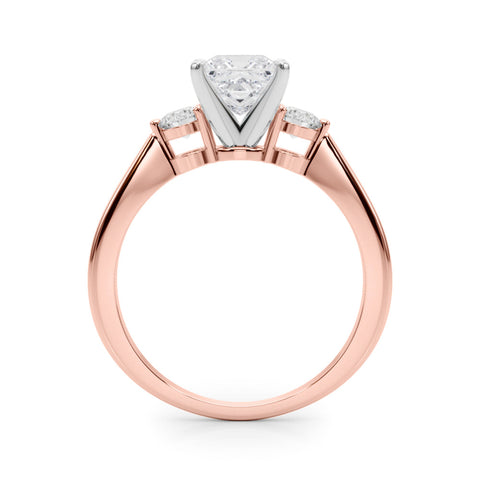 Rose gold Three-Stone Princess Solitaire Ring with Tapered Band and Four-Prong Setting