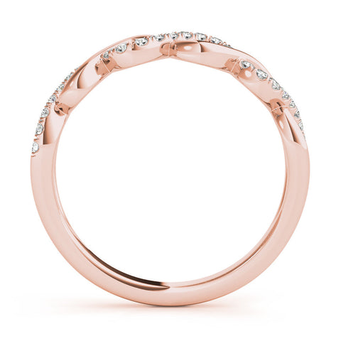 Rose gold Twist Infinity Diamond Band with Round Stones and Pavé Setting
