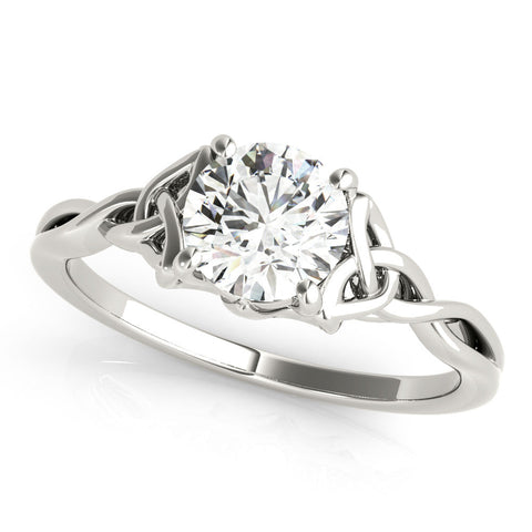 Platinum Round Solitaire Celtic Knot Engagement Ring with Four-Prong Setting