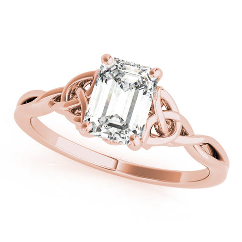 Rose gold Princess Cut Solitaire Celtic Knot Ring with Four-Prong Setting