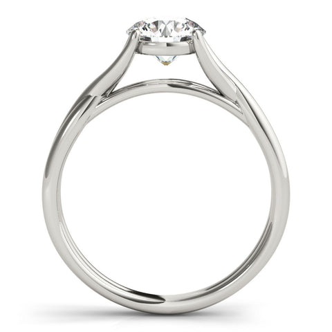 White gold Round Solitaire Twist Band Prong Setting Ring