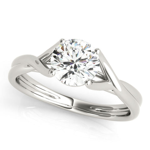 White gold Round Solitaire Twist Band Prong Setting Ring