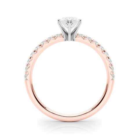 Rose gold Marquise Solitaire Pave Diamond Engagement Ring with Four-Prong Setting