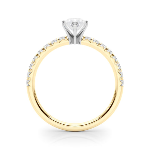 Yellow gold Marquise Solitaire Pave Diamond Engagement Ring with Four-Prong Setting