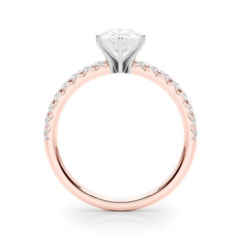 Rose gold Pear Solitaire Pave Diamond Engagement Ring with Four-Prong Setting