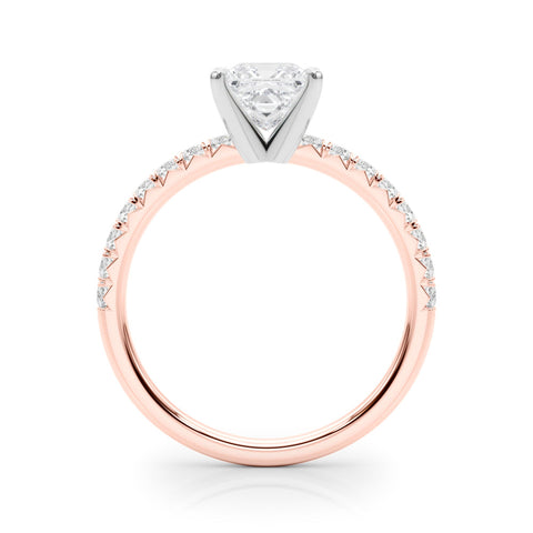Rose gold Round Solitaire Pave Diamond Engagement Ring with Four-Prong Setting