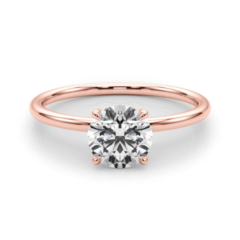Rose gold Round Solitaire Diamond Ring with 4-Prong Setting on a Classic Band