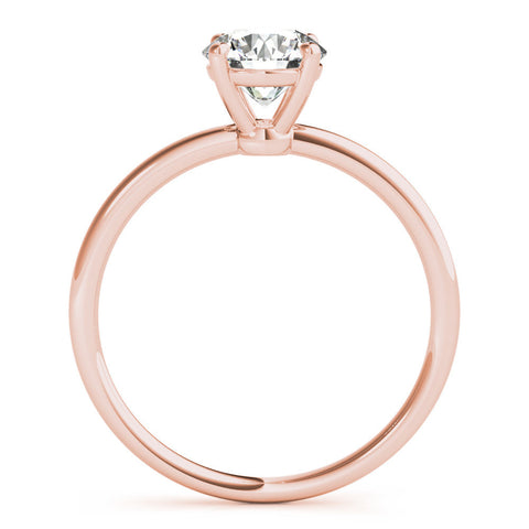 Rose gold Round Solitaire Diamond Ring with 4-Prong Setting on a Classic Band