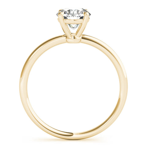 Yellow gold Round Solitaire Diamond Ring with 4-Prong Setting on a Classic Band