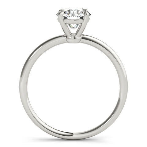 Platinum Round Solitaire Diamond Ring with 4-Prong Setting on a Classic Band