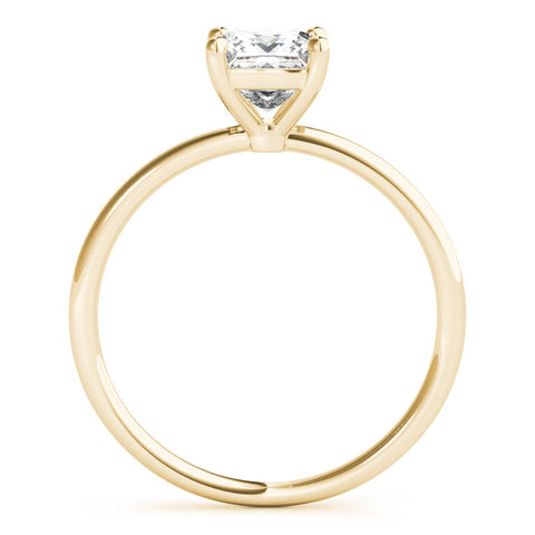 Yellow gold Princess Cut Solitaire Engagement Ring with Thin Band and Four-Prong Setting