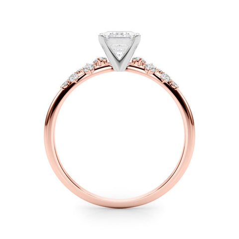 Rose gold Emerald Diamond Cluster Prong-Set Solitaire Ring