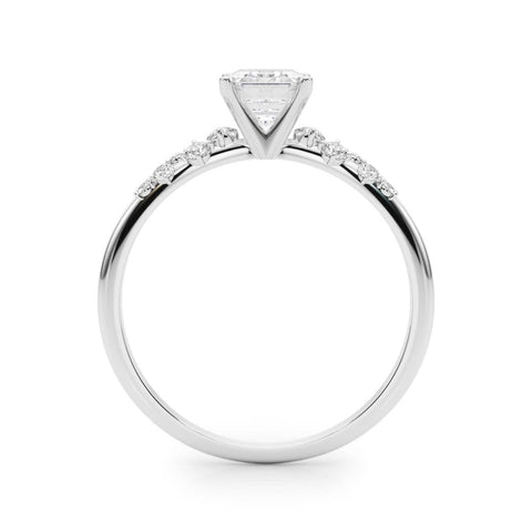 Platinum Emerald Diamond Cluster Prong-Set Solitaire Ring